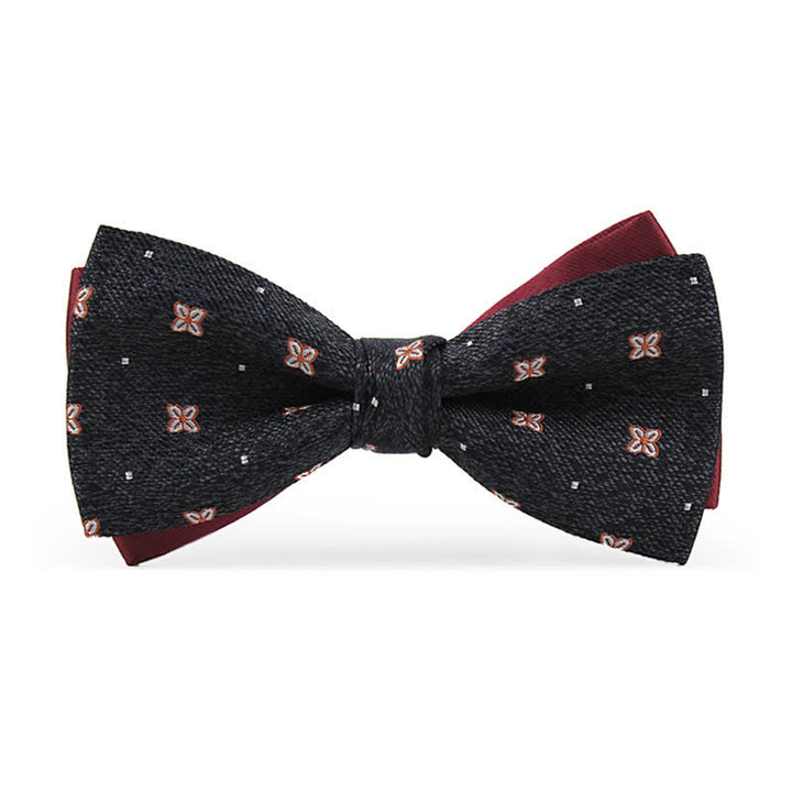 Nœud papillon en soie gris foncé et bordeaux Lucky Stars pour homme