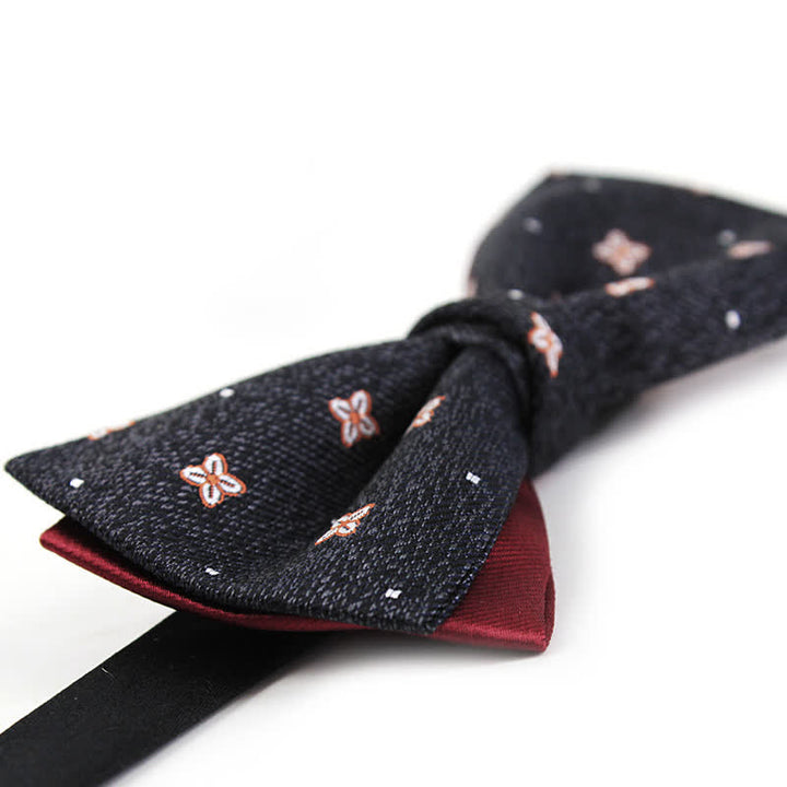 Nœud papillon en soie gris foncé et bordeaux Lucky Stars pour homme