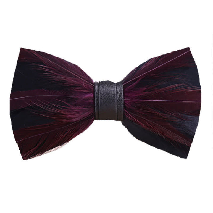 Nœud papillon pré-noué en plumes rouge blanc bordeaux