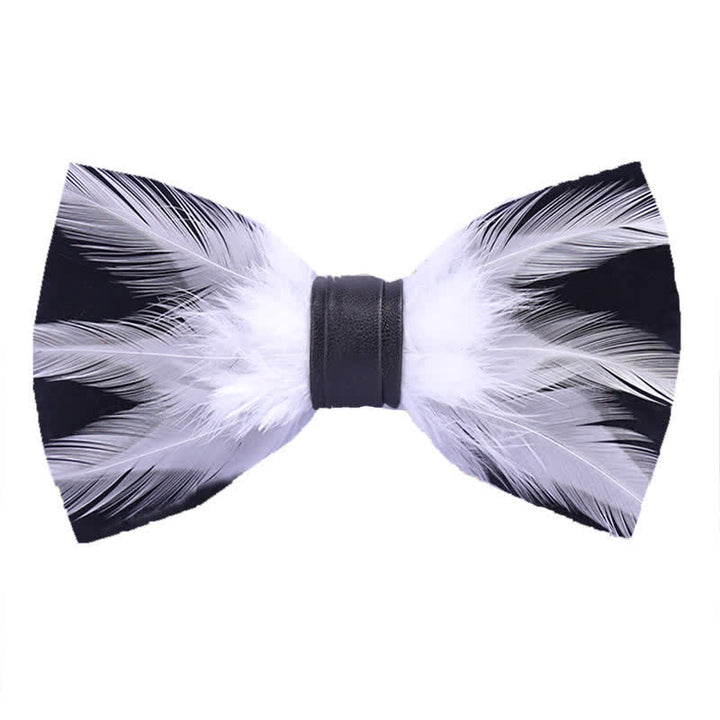 Nœud papillon pré-noué en plumes rouge blanc bordeaux