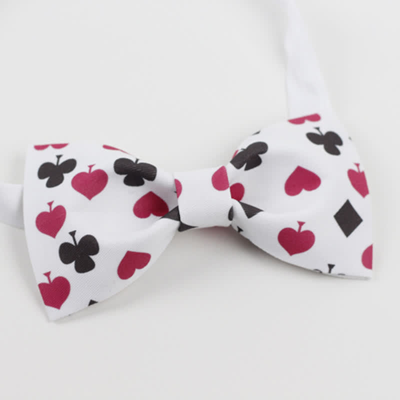 Nœud papillon blanc pour homme avec cartes à jouer au poker