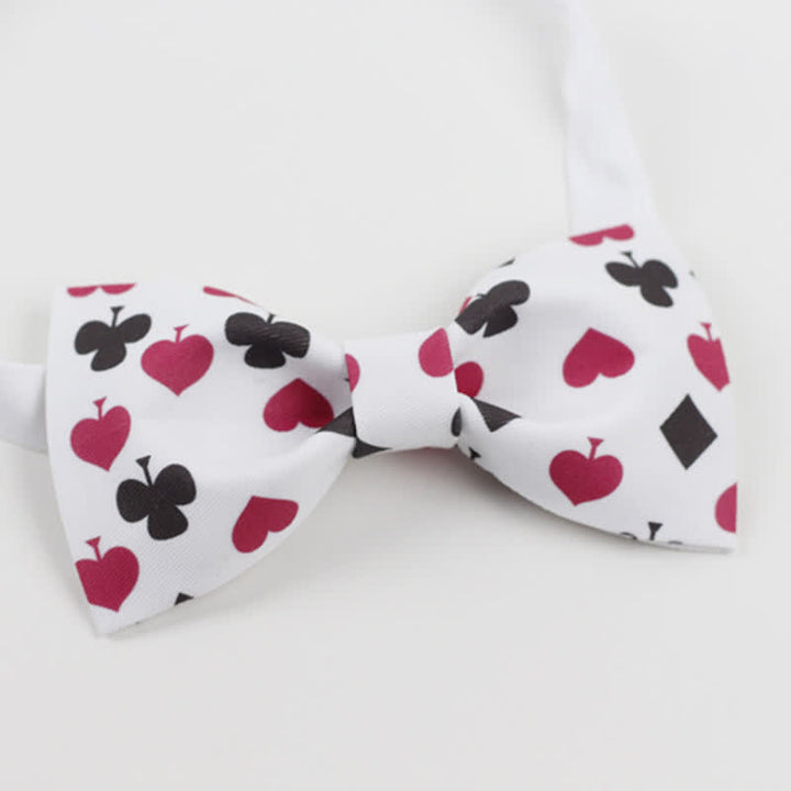 Nœud papillon blanc pour homme avec cartes à jouer au poker