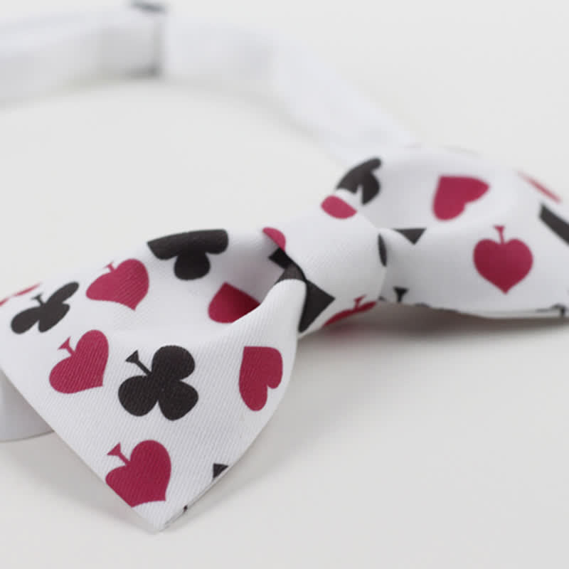 Nœud papillon blanc pour homme avec cartes à jouer au poker