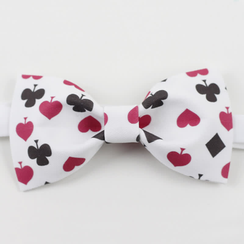 Nœud papillon blanc pour homme avec cartes à jouer au poker