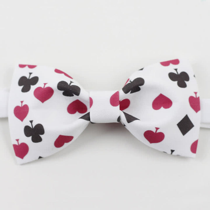 Nœud papillon blanc pour homme avec cartes à jouer au poker