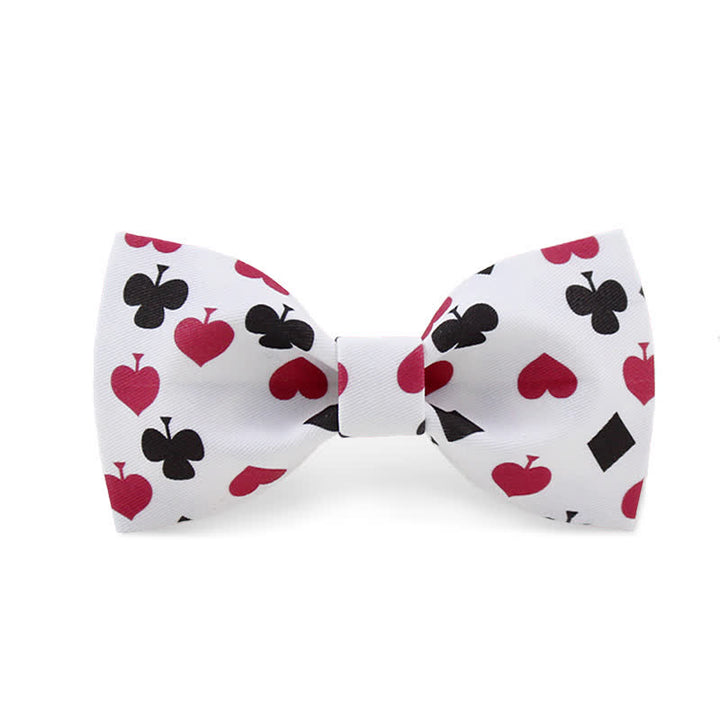 Nœud papillon blanc pour homme avec cartes à jouer au poker