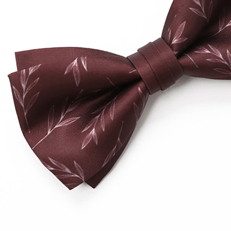 Nœud papillon élégant pour homme à imprimé saule rouge vin