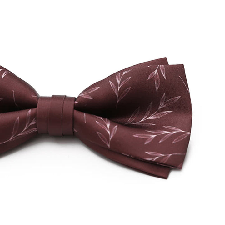 Nœud papillon élégant pour homme à imprimé saule rouge vin