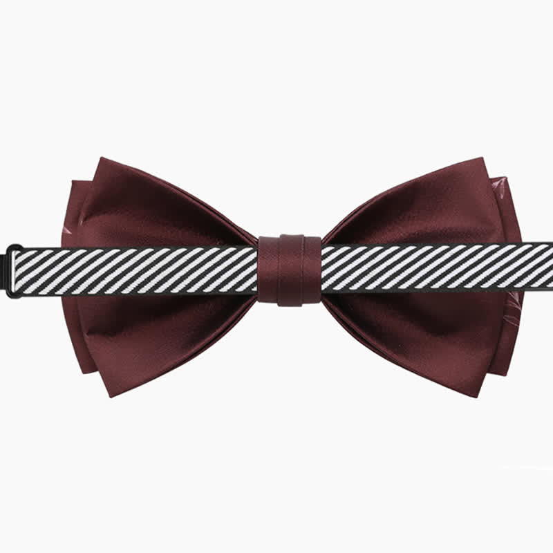 Nœud papillon élégant pour homme à imprimé saule rouge vin
