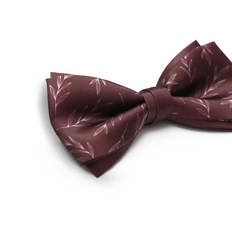 Nœud papillon élégant pour homme à imprimé saule rouge vin