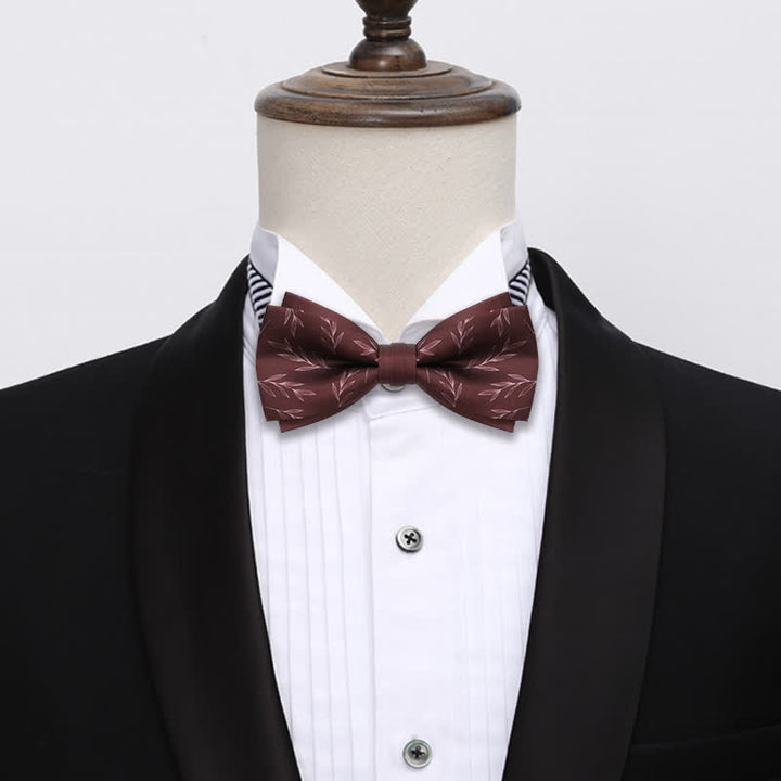 Nœud papillon élégant pour homme à imprimé saule rouge vin
