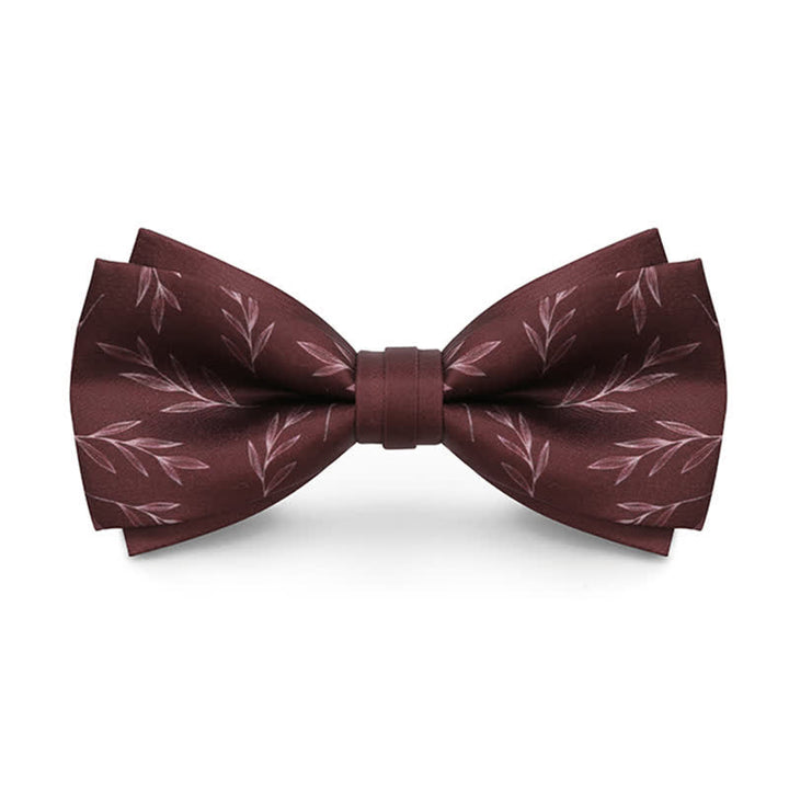 Nœud papillon élégant pour homme à imprimé saule rouge vin
