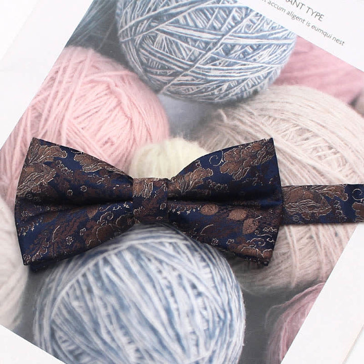 Nœud papillon à rayures florales de style vintage pour homme