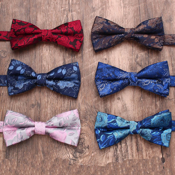Nœud papillon à rayures florales de style vintage pour homme