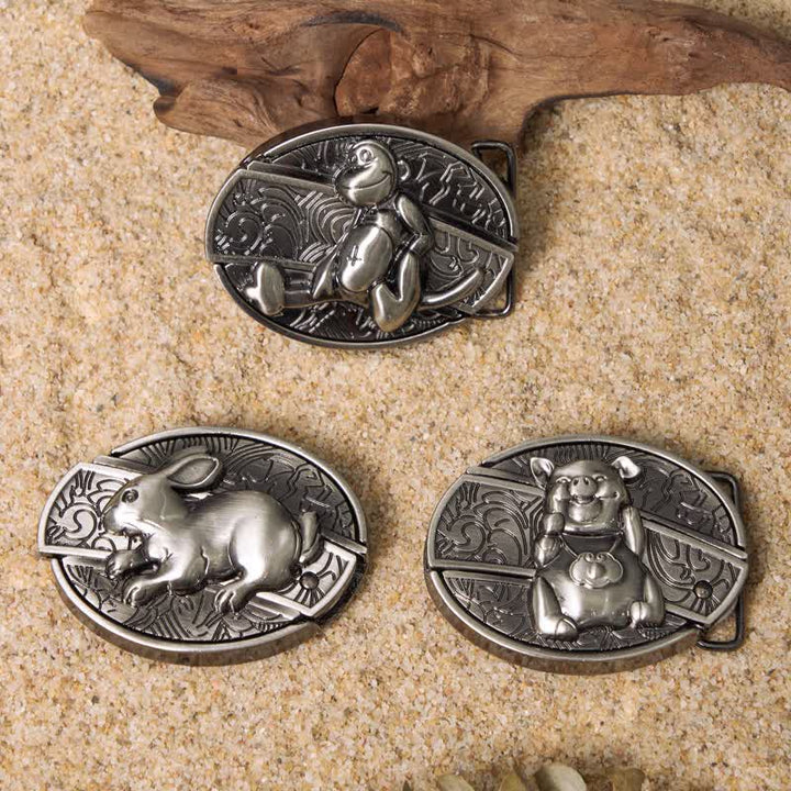 Ensemble de boucles de ceinture en cuir et couteau pliant caché à faire soi-même avec animaux ludiques
