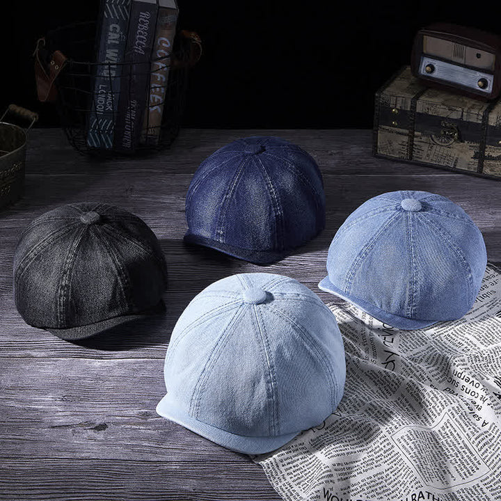 Béret en denim délavé vintage vieilli