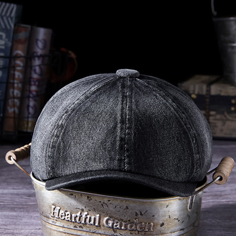 Béret en denim délavé vintage vieilli