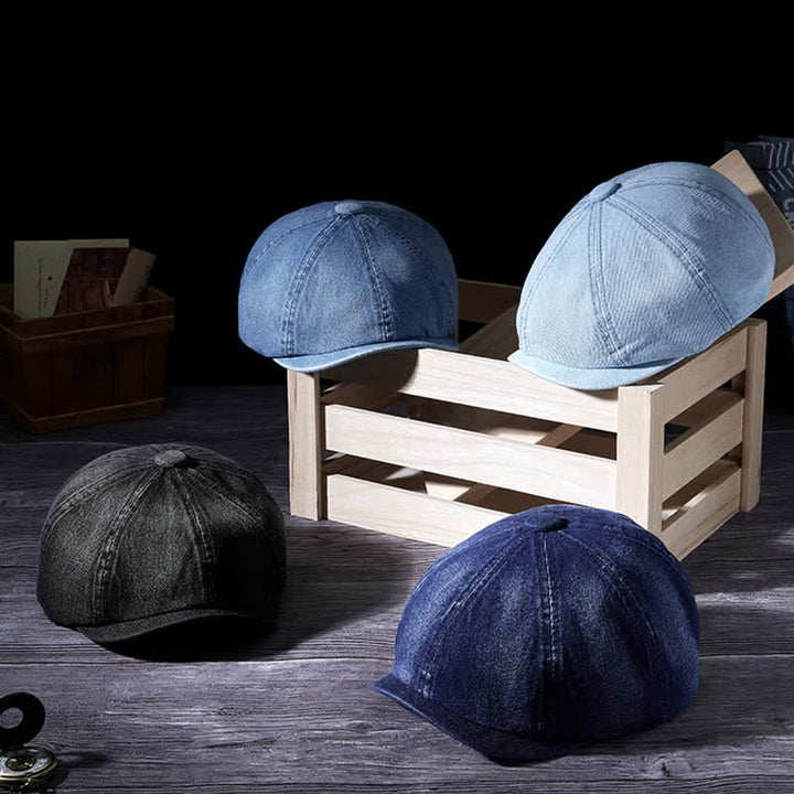 Béret en denim délavé vintage vieilli