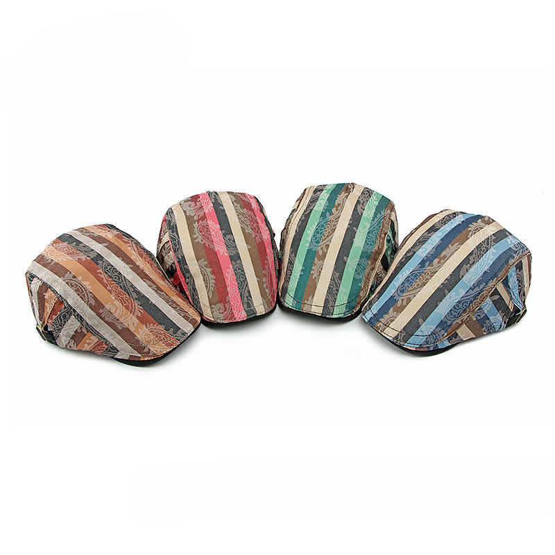 Béret plat rayé en cachemire Four Seasons