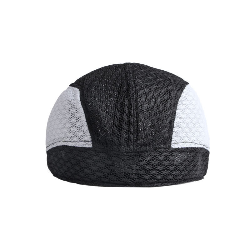 Béret plat d'été en maille creuse noir et blanc