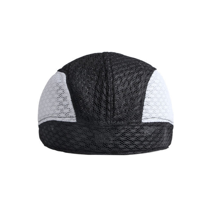 Béret plat d'été en maille creuse noir et blanc