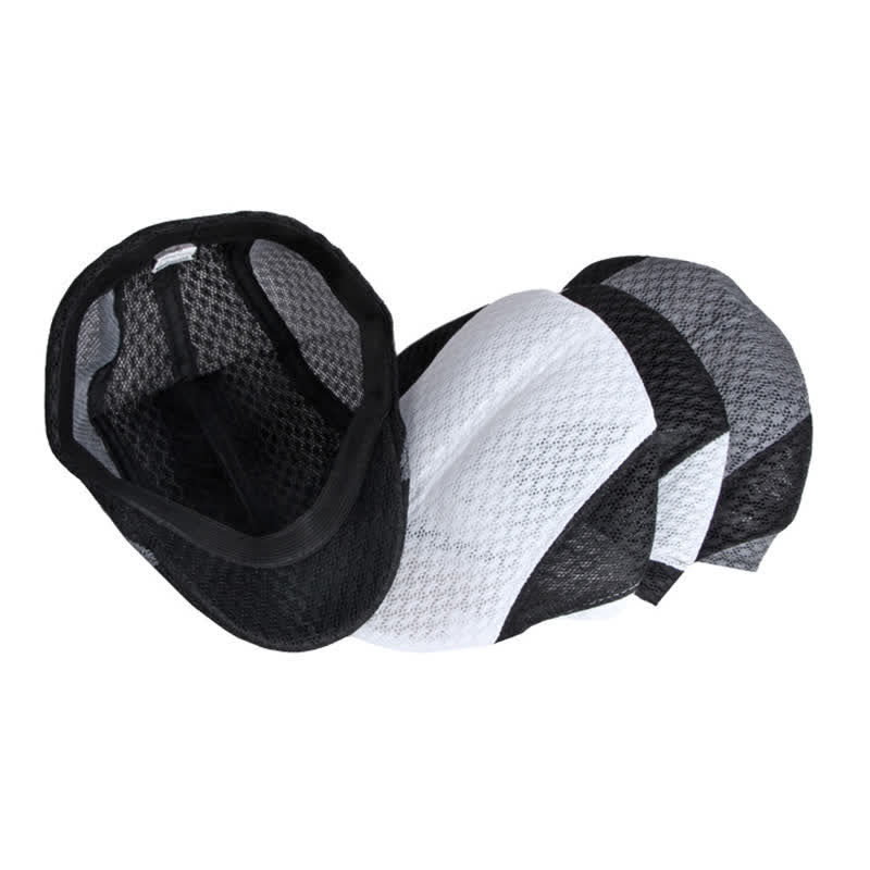 Béret plat d'été en maille creuse noir et blanc