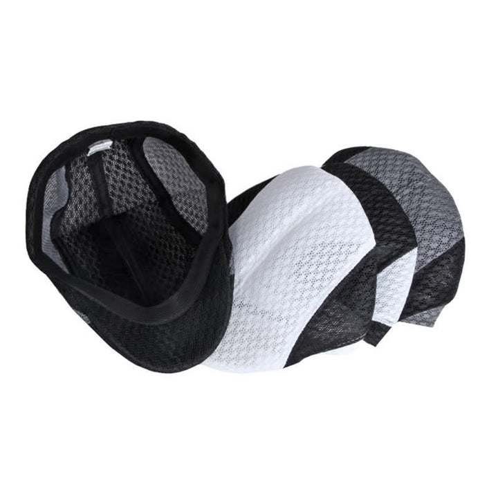 Béret plat d'été en maille creuse noir et blanc
