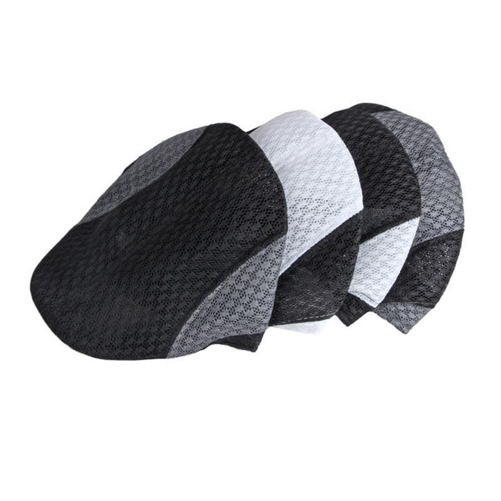 Béret plat d'été en maille creuse noir et blanc