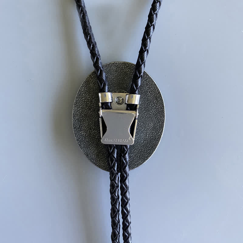 Cravate bolo vintage indienne avec motif totem de rubis