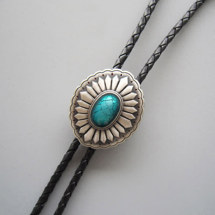 Cravate bolo turquoise style western à motif sunburst