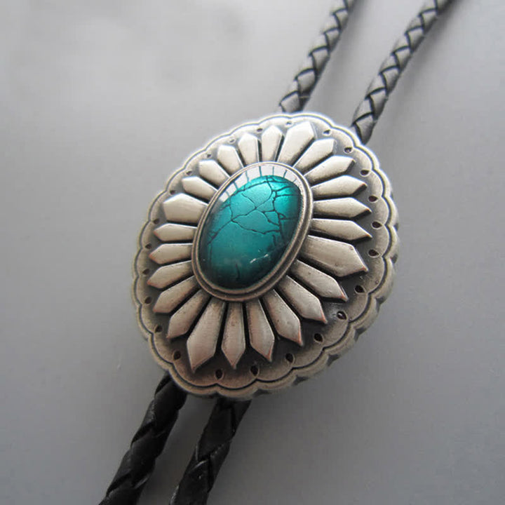 Cravate bolo turquoise style western à motif sunburst