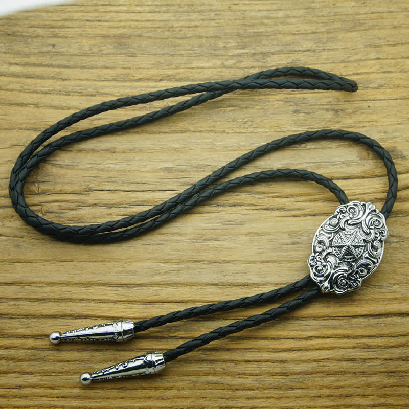 Cravate bolo sculptée en étoile d'argent de l'ouest du Texas