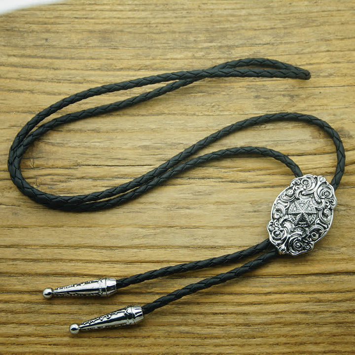Cravate bolo sculptée en étoile d'argent de l'ouest du Texas