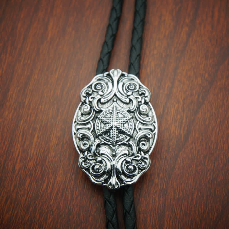 Cravate bolo sculptée en étoile d'argent de l'ouest du Texas