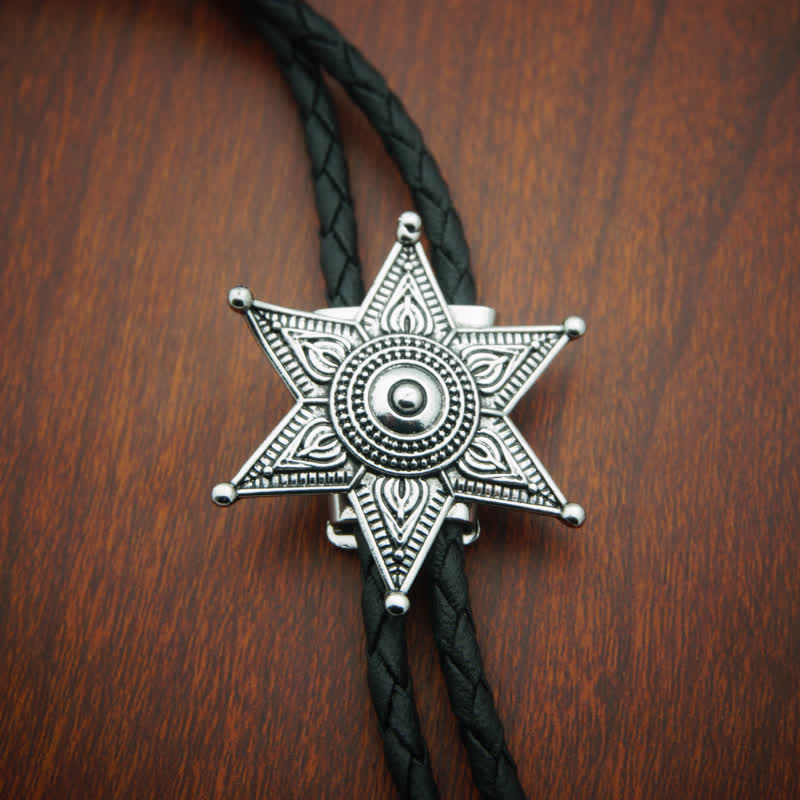 Cravate bolo plaquée étoile style vintage punk cowboy