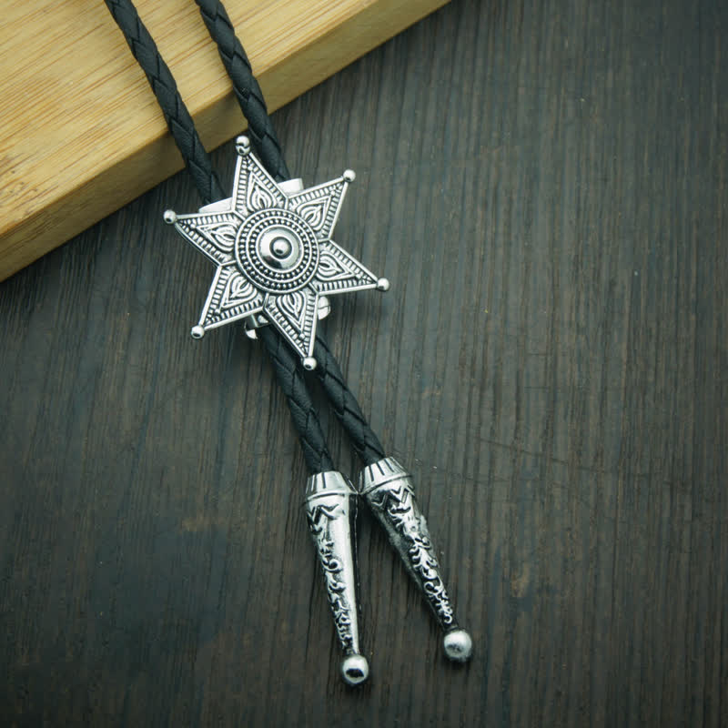 Cravate bolo plaquée étoile style vintage punk cowboy