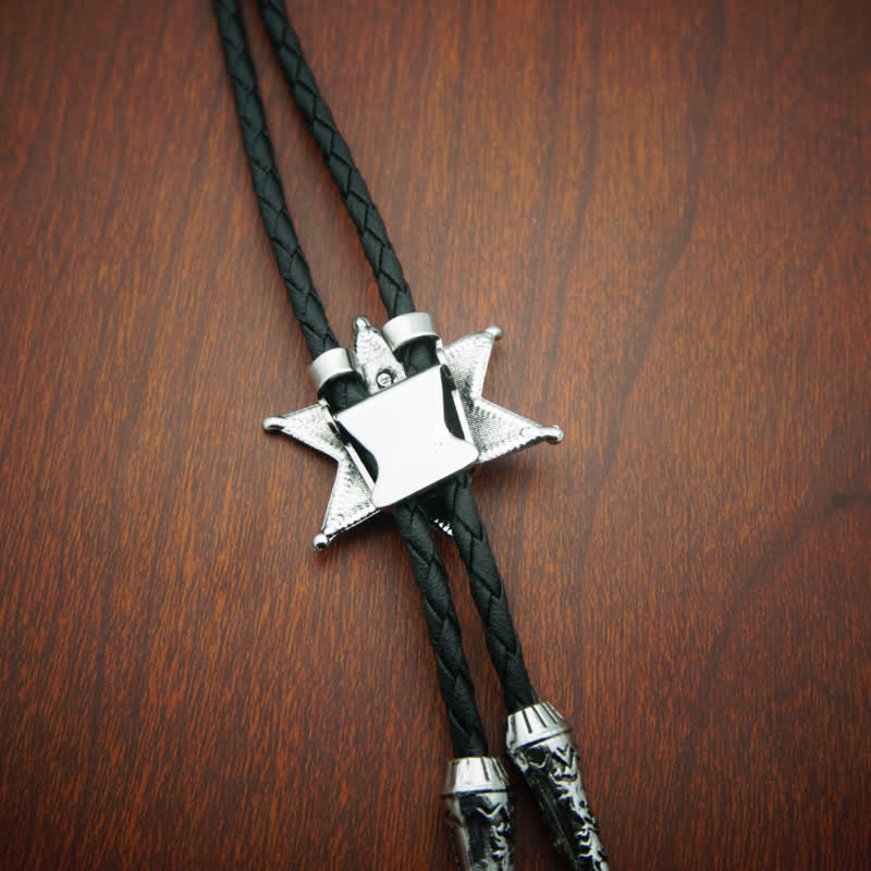 Cravate bolo plaquée étoile style vintage punk cowboy