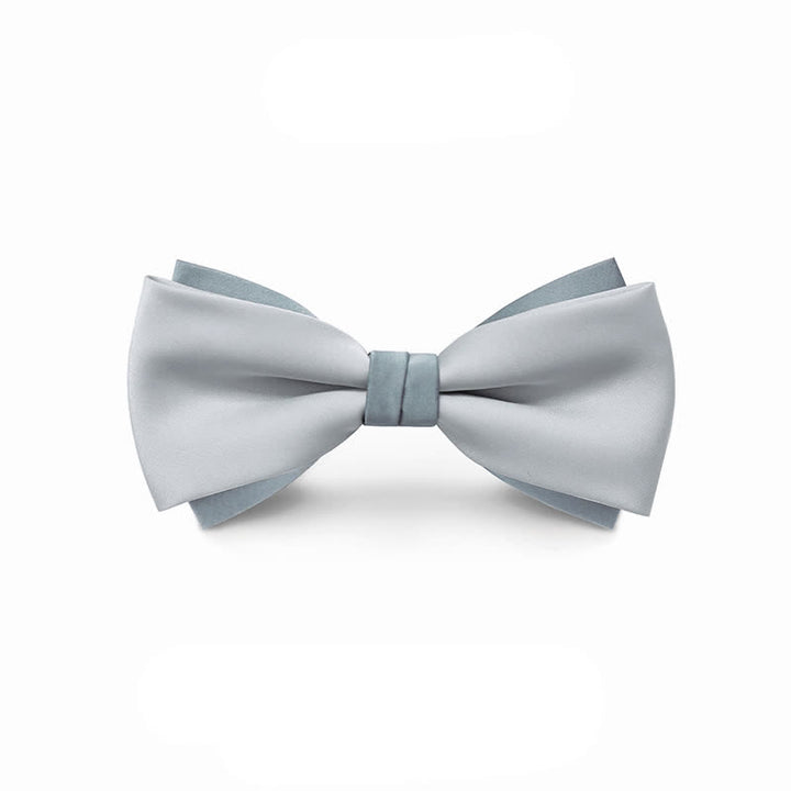 Nœud papillon de mariage double épaisseur de couleur pâle pour homme