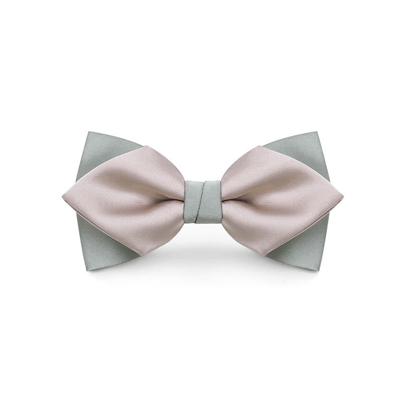 Nœud papillon de mariage double épaisseur de couleur pâle pour homme
