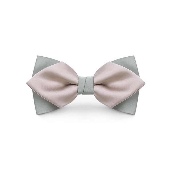 Nœud papillon de mariage double épaisseur de couleur pâle pour homme