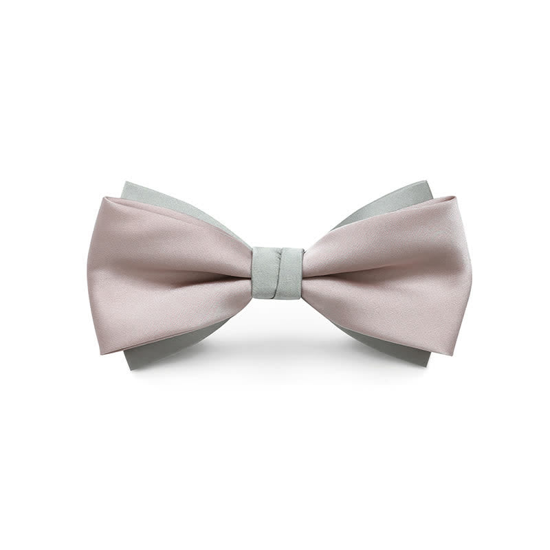 Nœud papillon de mariage double épaisseur de couleur pâle pour homme