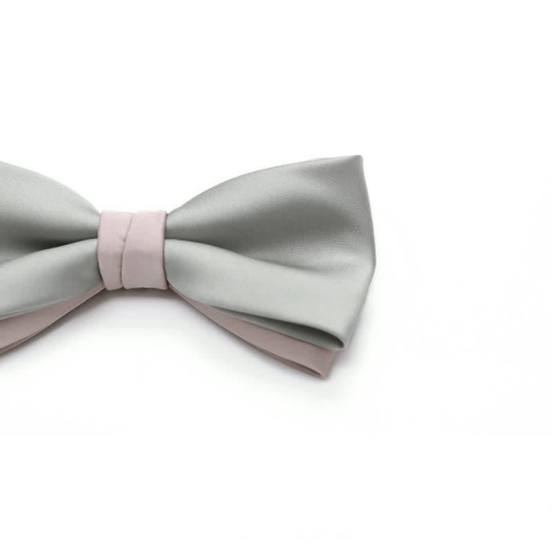 Nœud papillon de mariage double épaisseur de couleur pâle pour homme