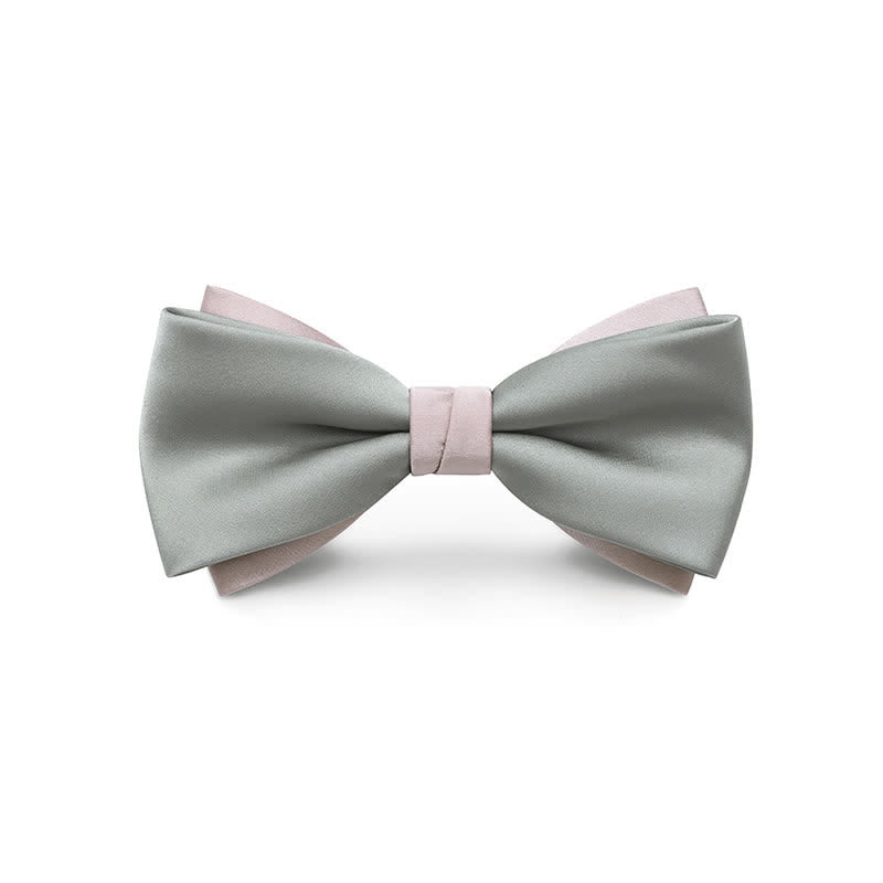 Nœud papillon de mariage double épaisseur de couleur pâle pour homme