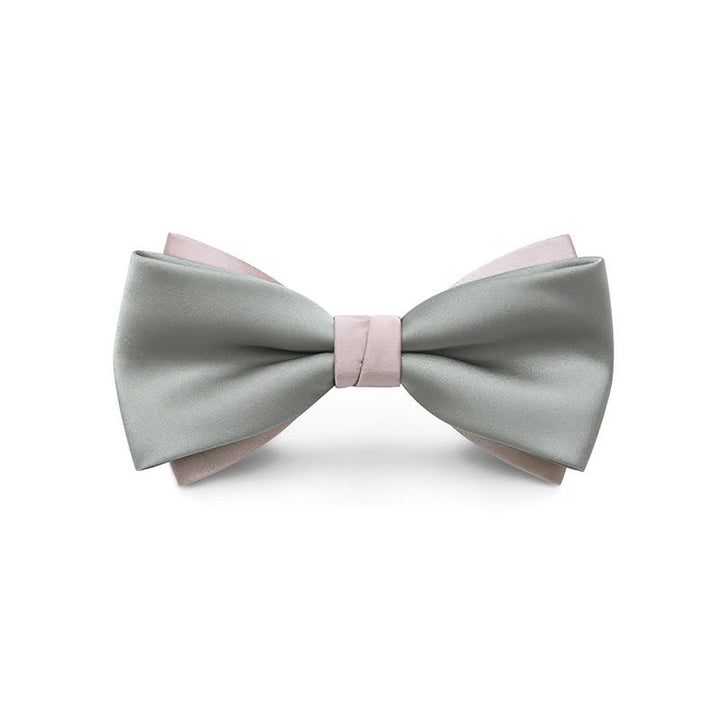 Nœud papillon de mariage double épaisseur de couleur pâle pour homme