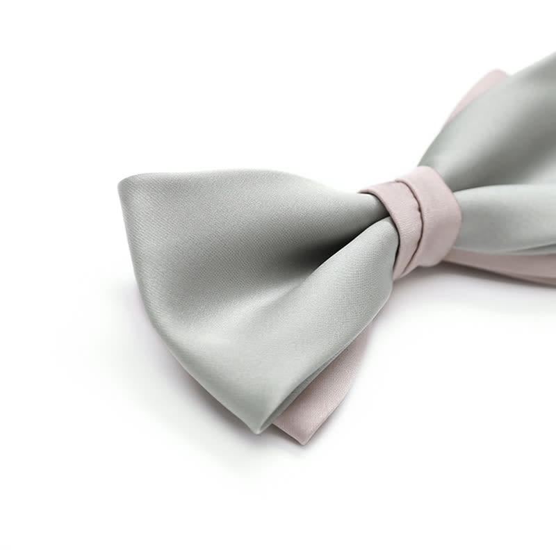Nœud papillon de mariage double épaisseur de couleur pâle pour homme