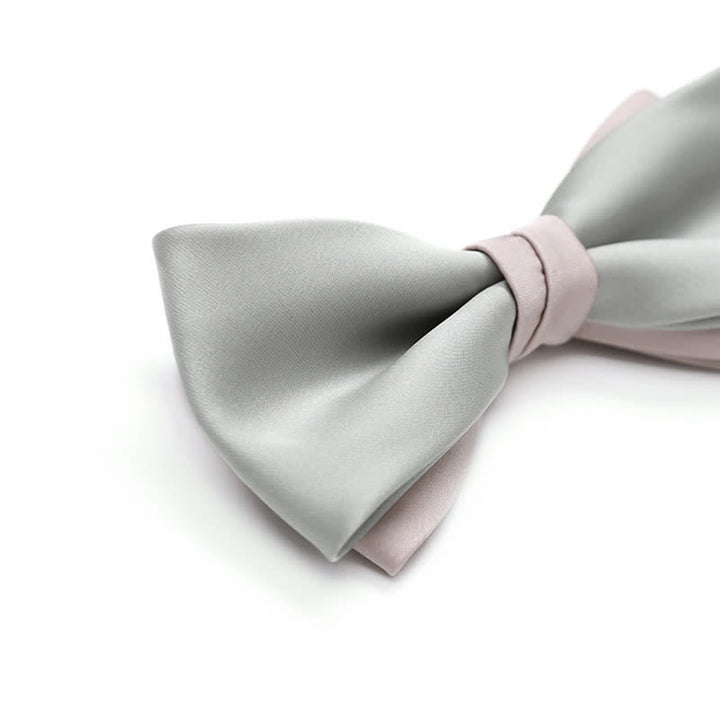 Nœud papillon de mariage double épaisseur de couleur pâle pour homme