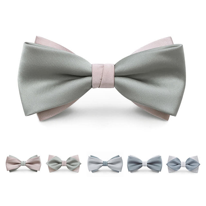 Nœud papillon de mariage double épaisseur de couleur pâle pour homme