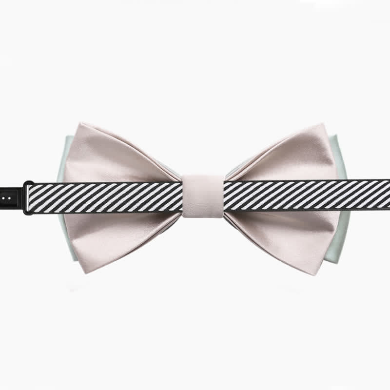 Nœud papillon de mariage double épaisseur de couleur pâle pour homme