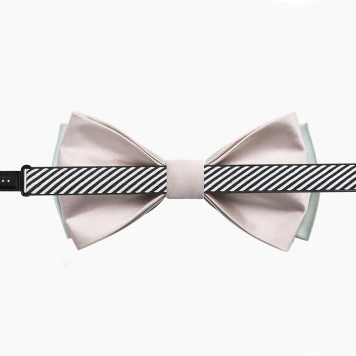 Nœud papillon de mariage double épaisseur de couleur pâle pour homme