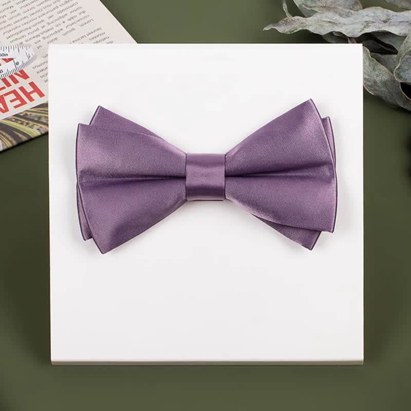 Nœud papillon violet mercerisé de couleur unie pour homme